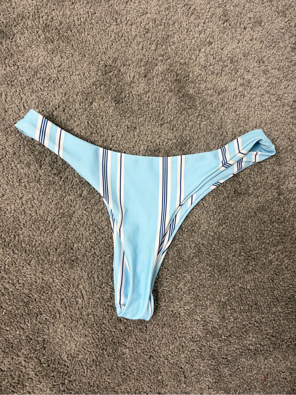 Light Blue white Striped Women’s Bikini Bottom cheeky thong Brazilian